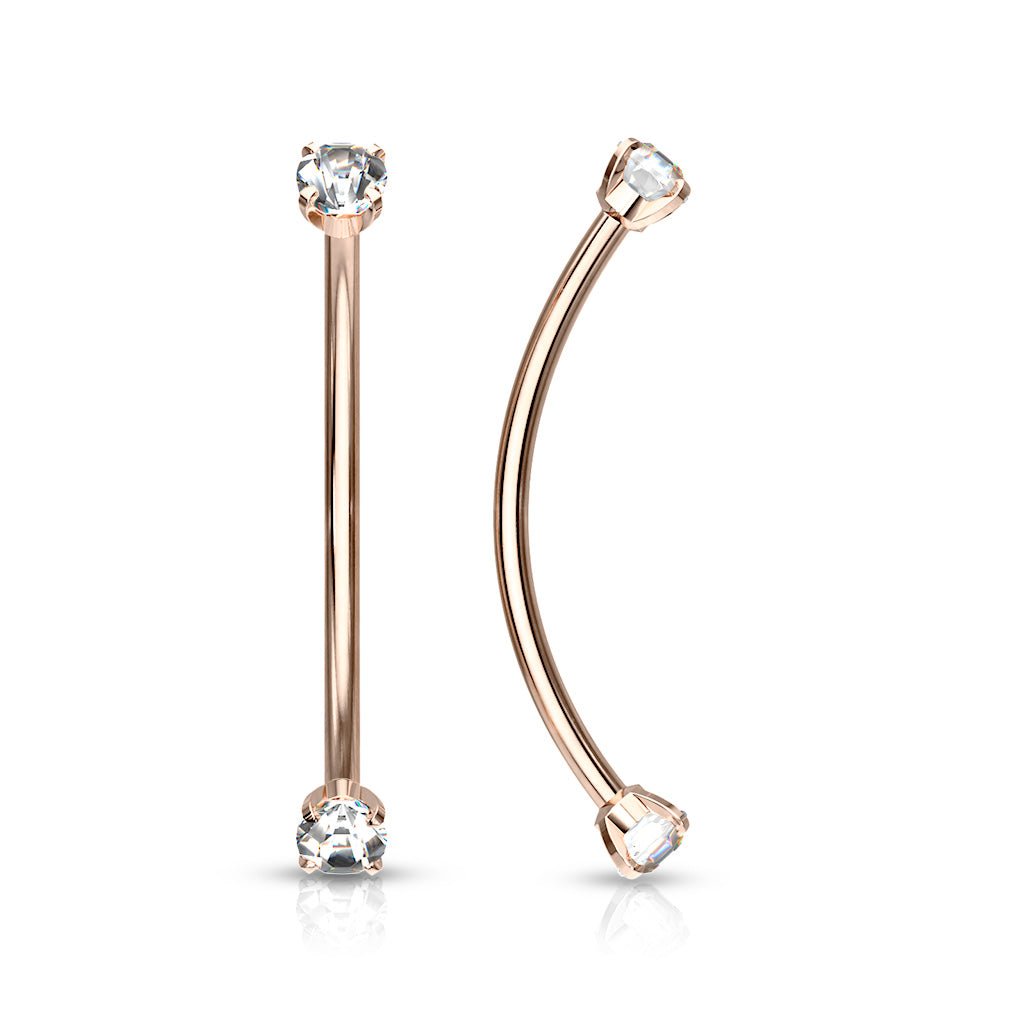 Surgical Steel Round CZ Ends for Snake Eye Piercings Curved Barbells Eyebrow Ring Skin Metals