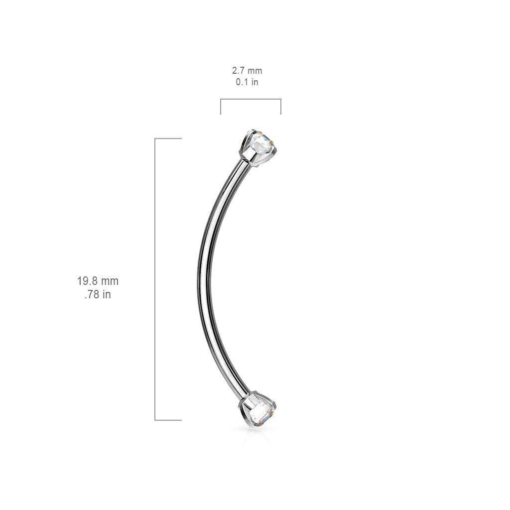 Surgical Steel Round CZ Ends for Snake Eye Piercings Curved Barbells Eyebrow Ring Skin Metals
