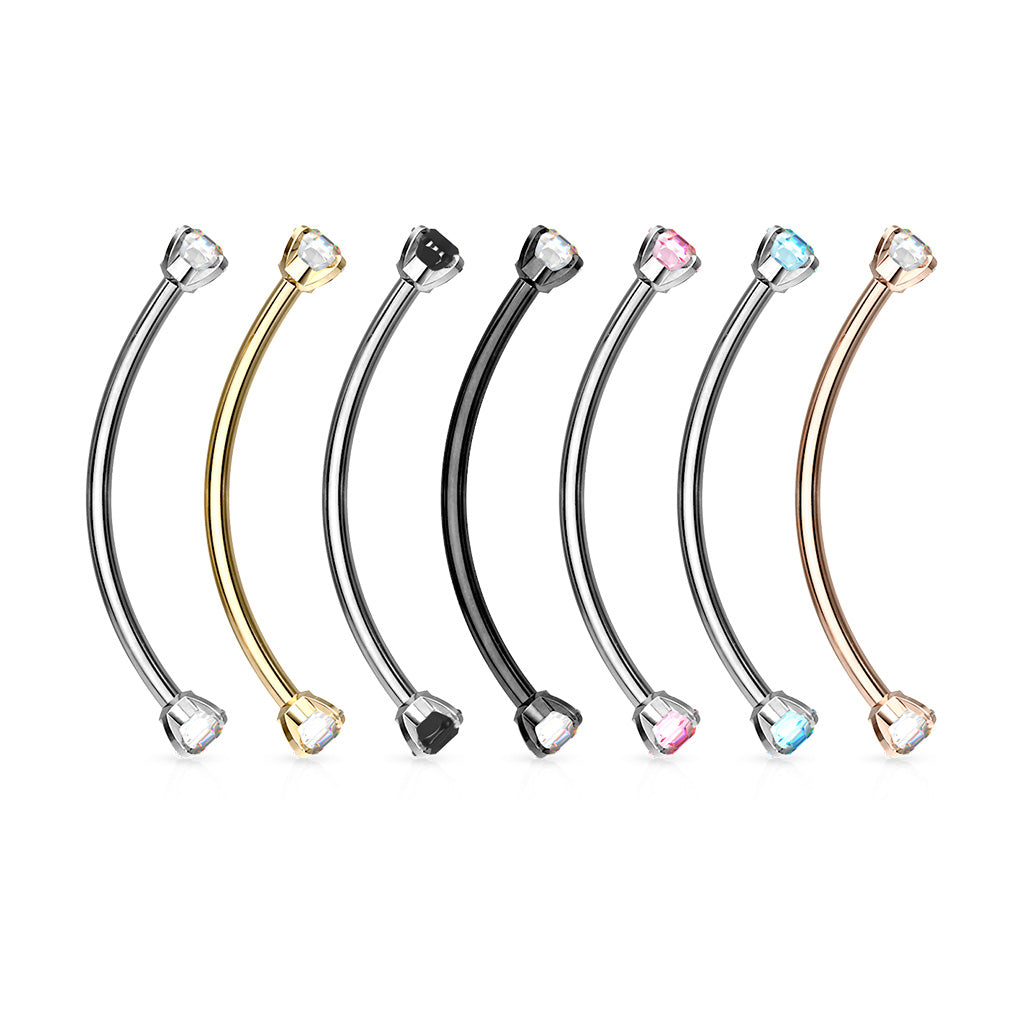 Surgical Steel Round CZ Ends for Snake Eye Piercings Curved Barbells Eyebrow Ring Skin Metals