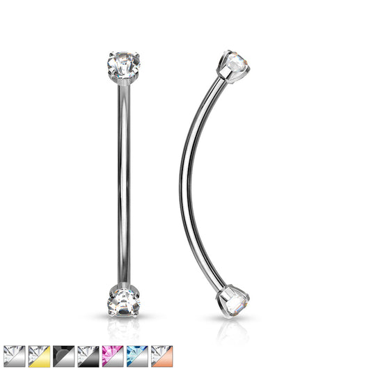 Surgical Steel Round CZ Ends for Snake Eye Piercings Curved Barbells Eyebrow Ring Skin Metals