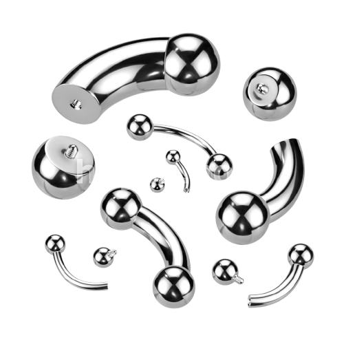 Internally Threaded Basic Eyebrow Curve Barbell Ring 316L Surgical Steel Barbell Skin Metals