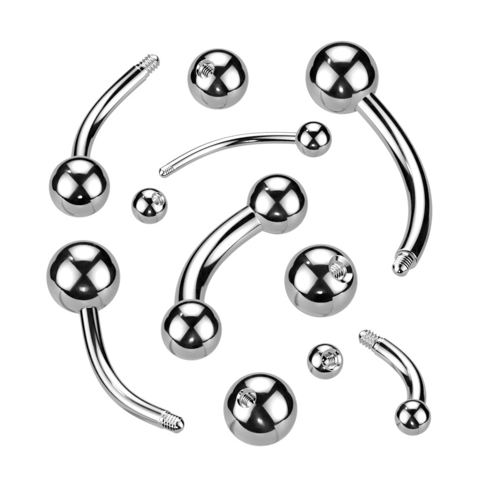 Ball 316L Surgical Steel Curved Barbell Barbell Skin Metals