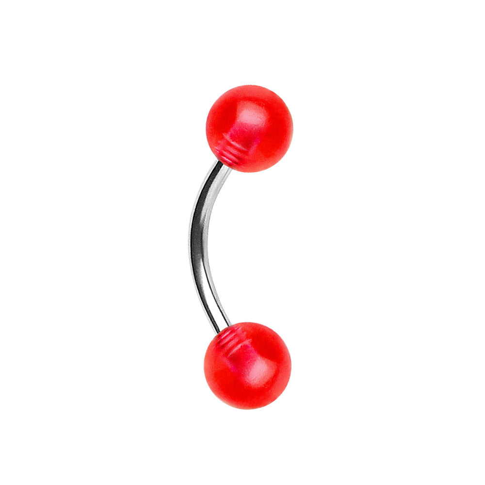 316L Surgical Steel Eyebrow Ring with UV Acrylic Balls - Skin Metals