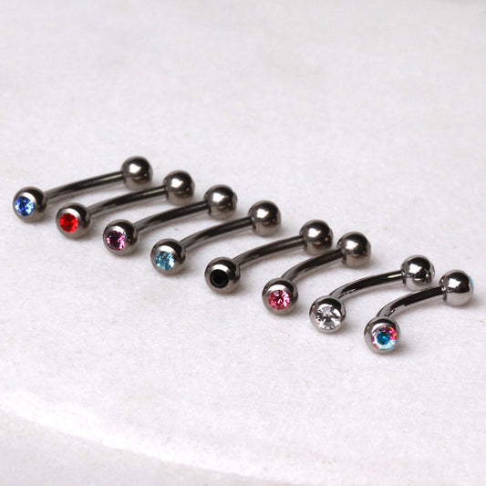 Implant Grade Titanium Eyebrow Ring with CZ Gem Balls - Skin Metals