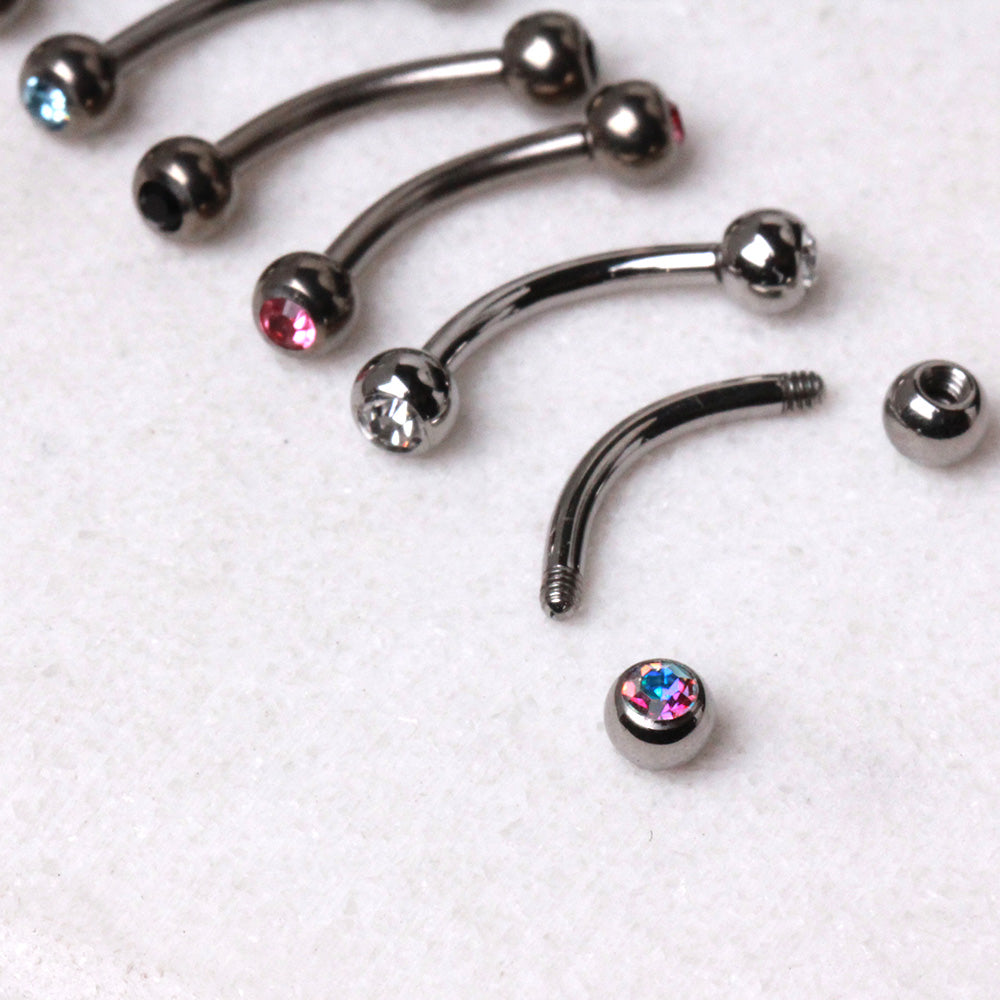 Implant Grade Titanium Eyebrow Ring with CZ Gem Balls