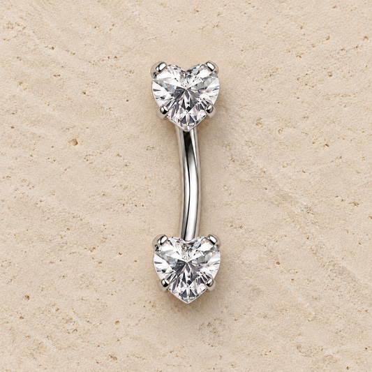 Internally Threaded 316L Stainless Steel Prong Set Star Navel Ring - Petite Size