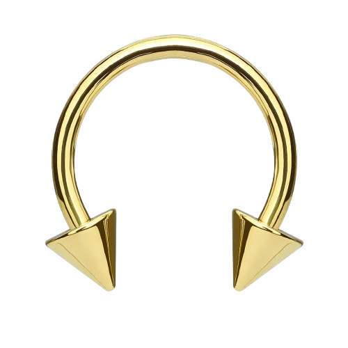 Circulars with Spikes Gold IP over 316L Surgical Stainless Steel Horseshoe Skin Metals