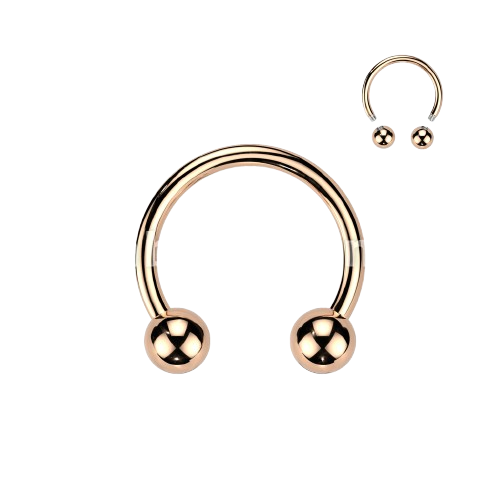 Rose Gold IP Over 316L Surgical Steel Horseshoe Circular Barbell Ring Horseshoe Skin Metals