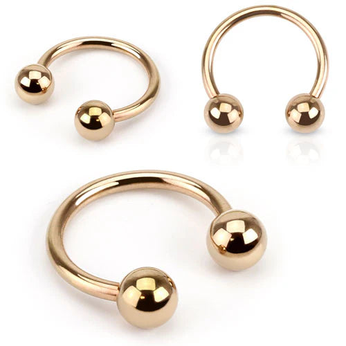 Rose Gold IP Over 316L Surgical Steel Horseshoe Circular Barbell Ring Horseshoe Skin Metals