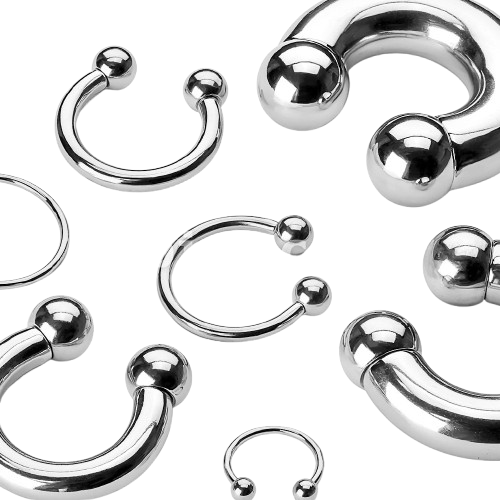 Horseshoe, Circular Barbells 316L Surgical Steel Horseshoe Skin Metals
