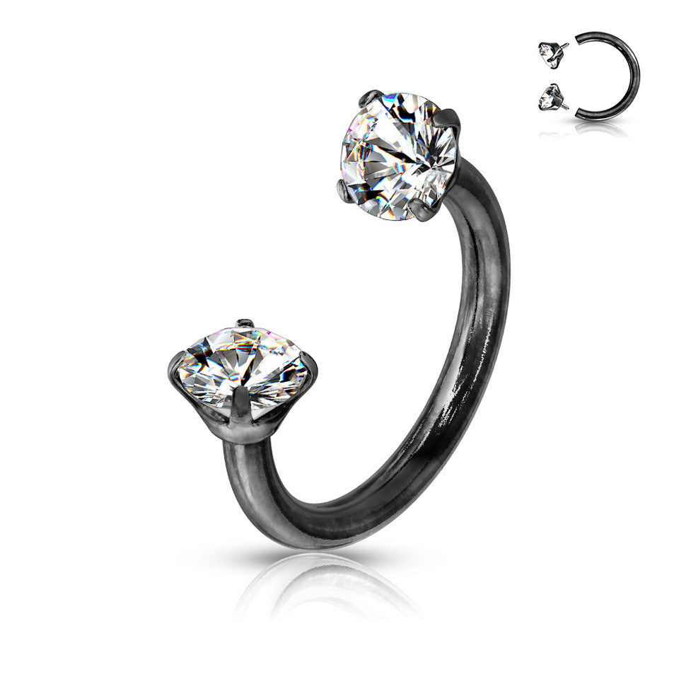 Prong Set Round CZ Internally Threaded 316L Surgical Steel Circular Barbell/Horseshoe Horseshoe Skin Metals