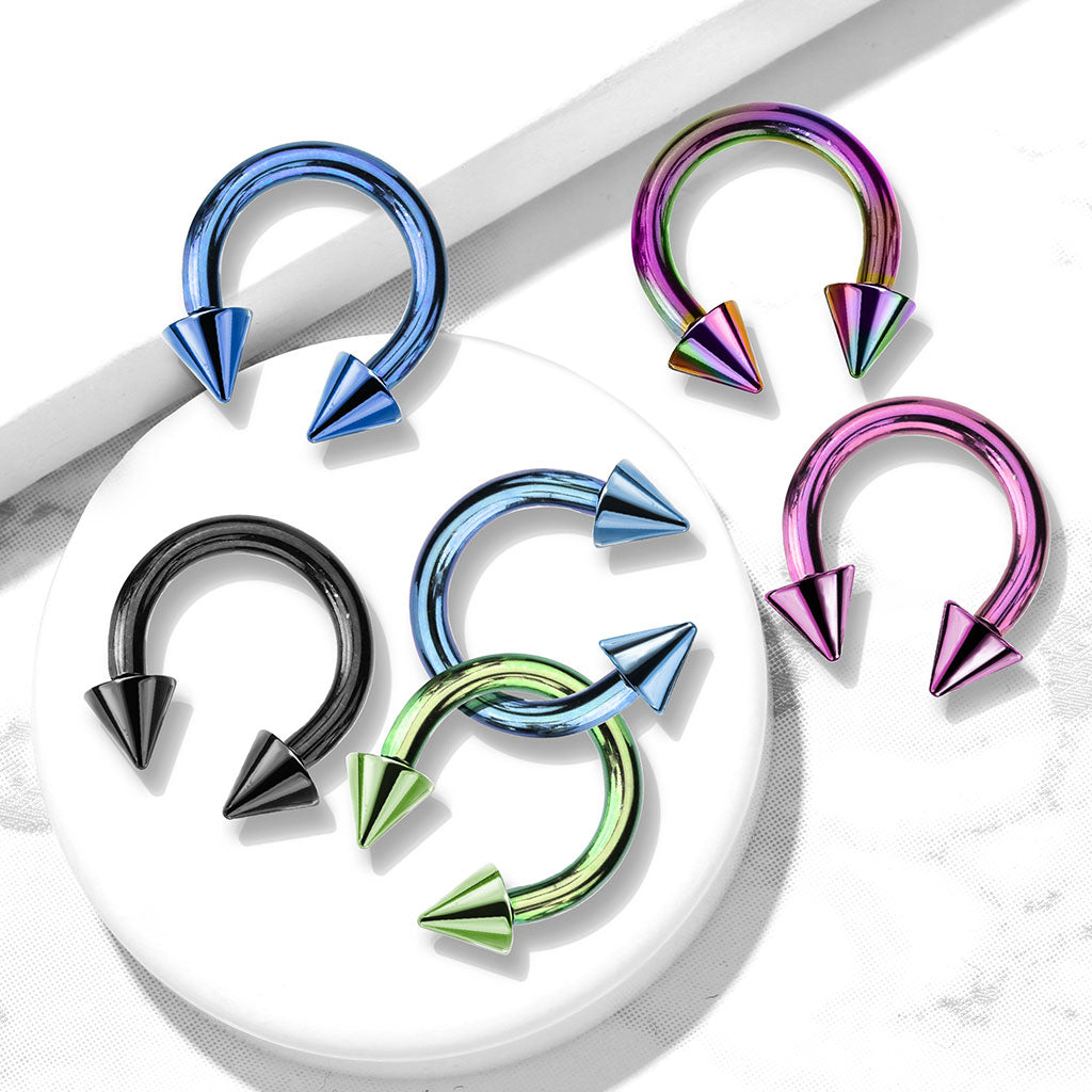 Horse Shoe Titanium IP Over 316L Surgical Steel w/Cone Horseshoe Skin Metals