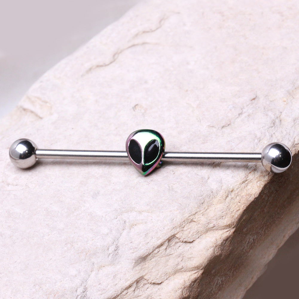 Stainless Steel Rainbow Alien Industrial Barbell Industrial Barbell Skin Metals