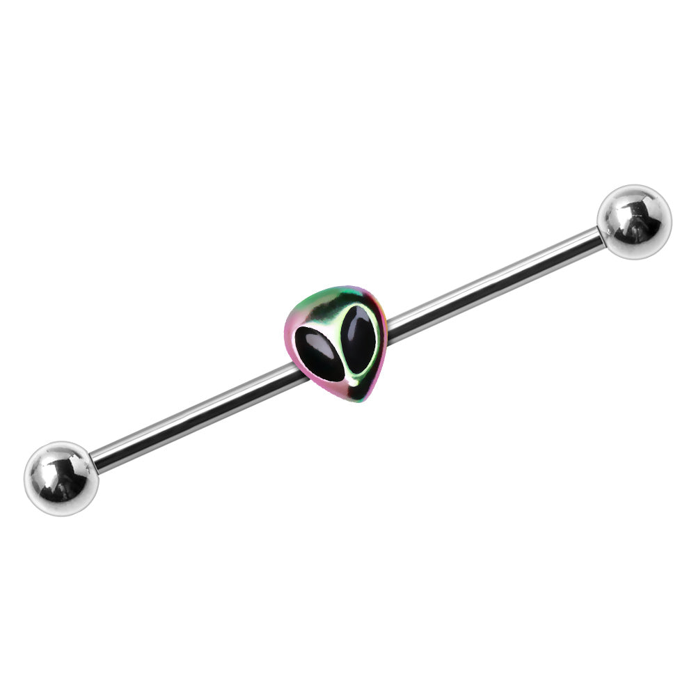 Stainless Steel Rainbow Alien Industrial Barbell Industrial Barbell Skin Metals