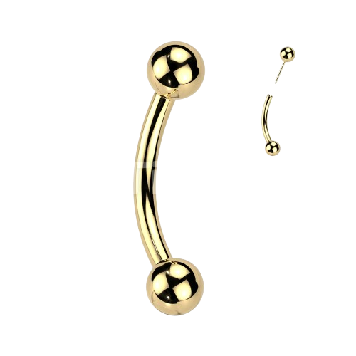 Implant Grade Titanium Threadless Push In Curved Barbell With One Fixed Ball Barbell Skin Metals