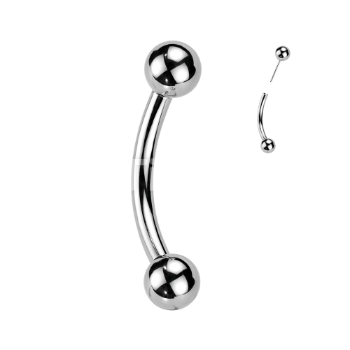 Implant Grade Titanium Threadless Push In Curved Barbell With One Fixed Ball Barbell Skin Metals