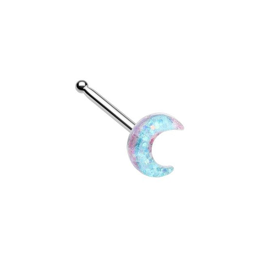 Kawaii Celestial Glitter Pastel Moon Nose Stud Ring Nose Ring Skin Metals