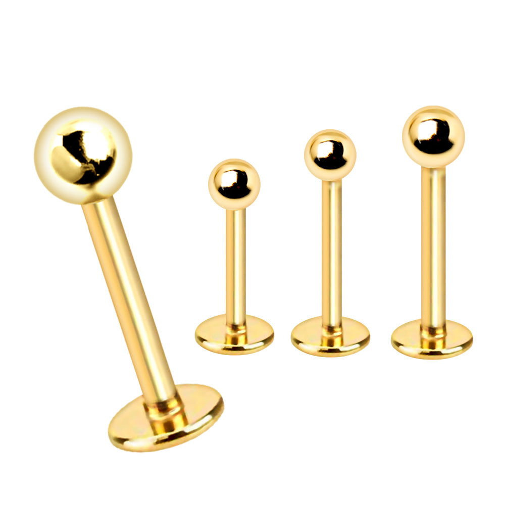 Gold Plated 316L Stainless Steel Labret with Ball - Skin Metals