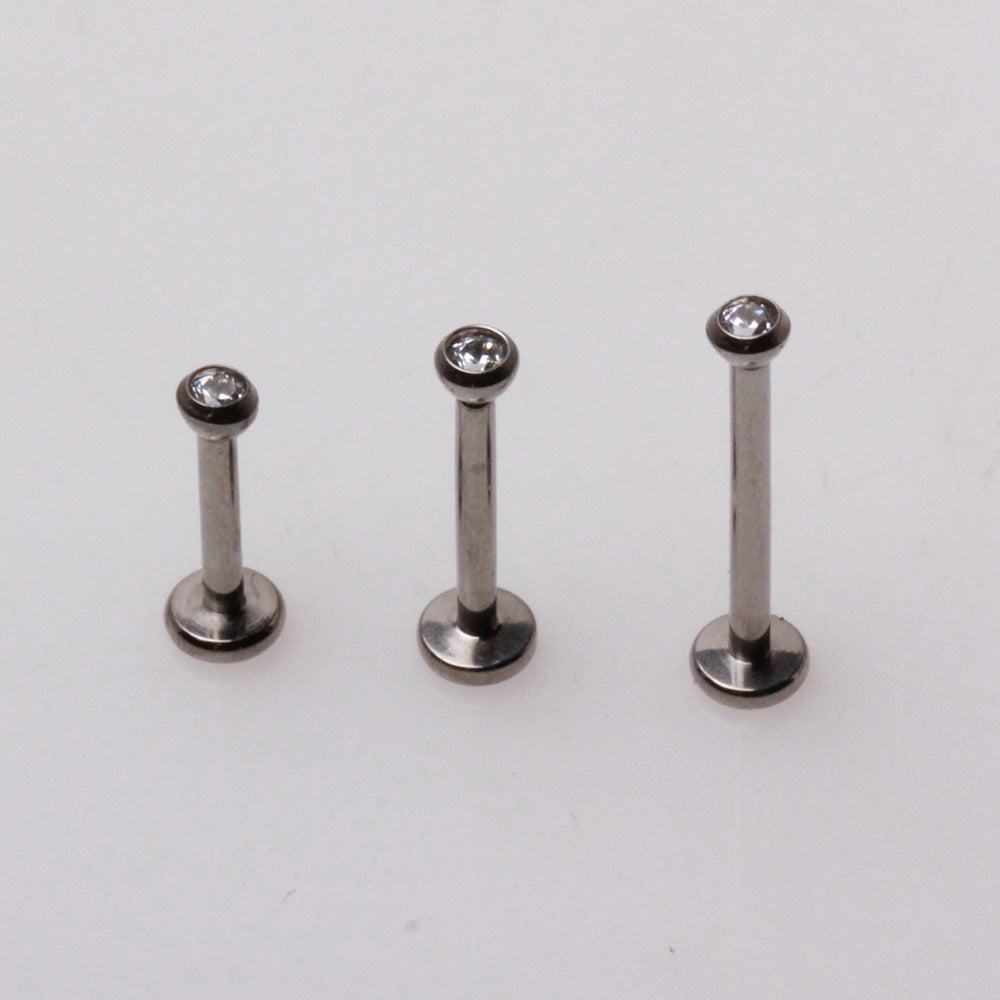 Titanium Push-In Labret with Clear CZ Ball Labret Skin Metals