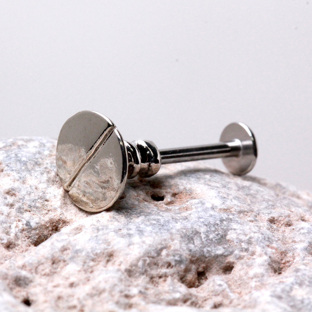 316L Stainless Steel Nail Screw Top Labret - Skin Metals