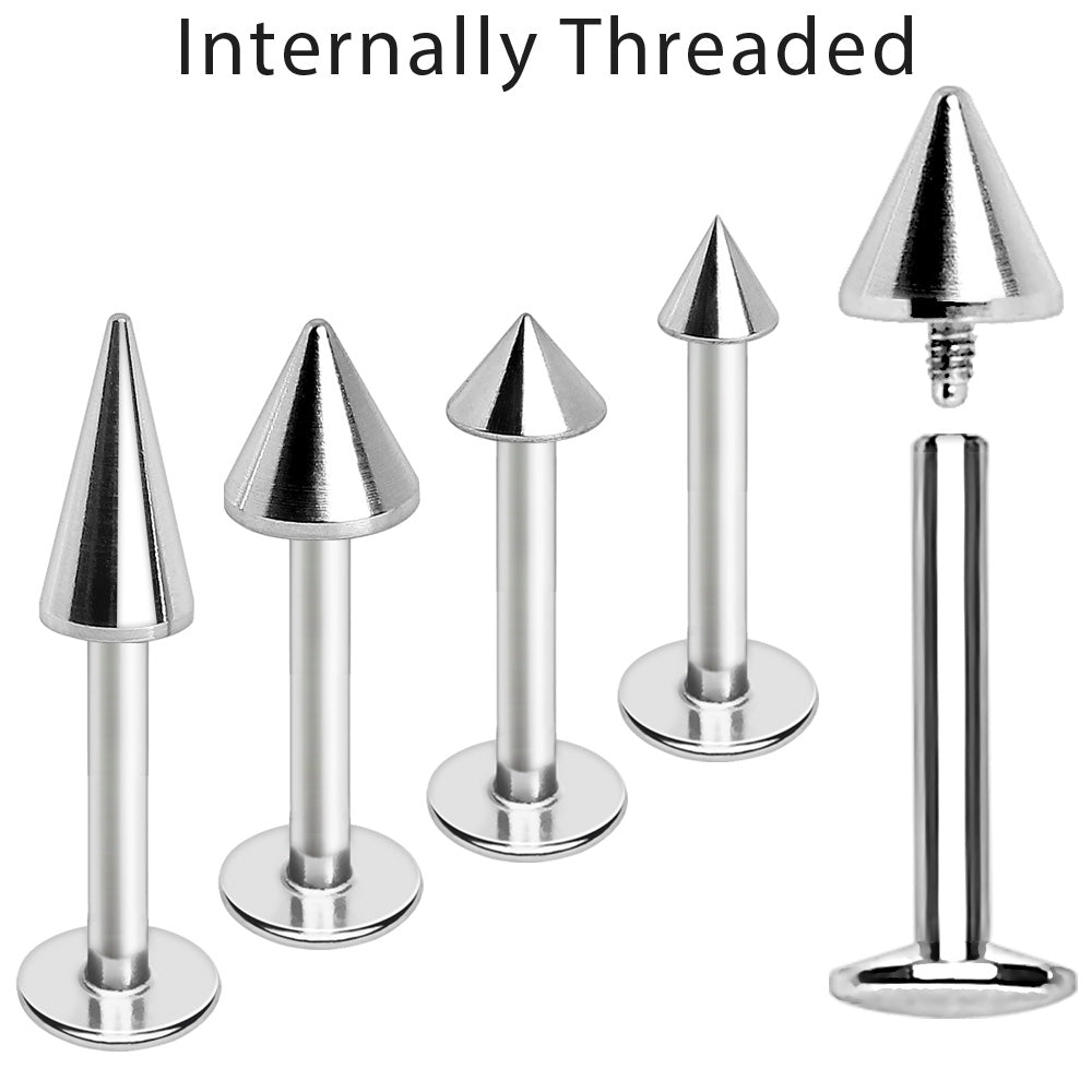 316L Stainless Steel Internally Threaded Spike Top Labret