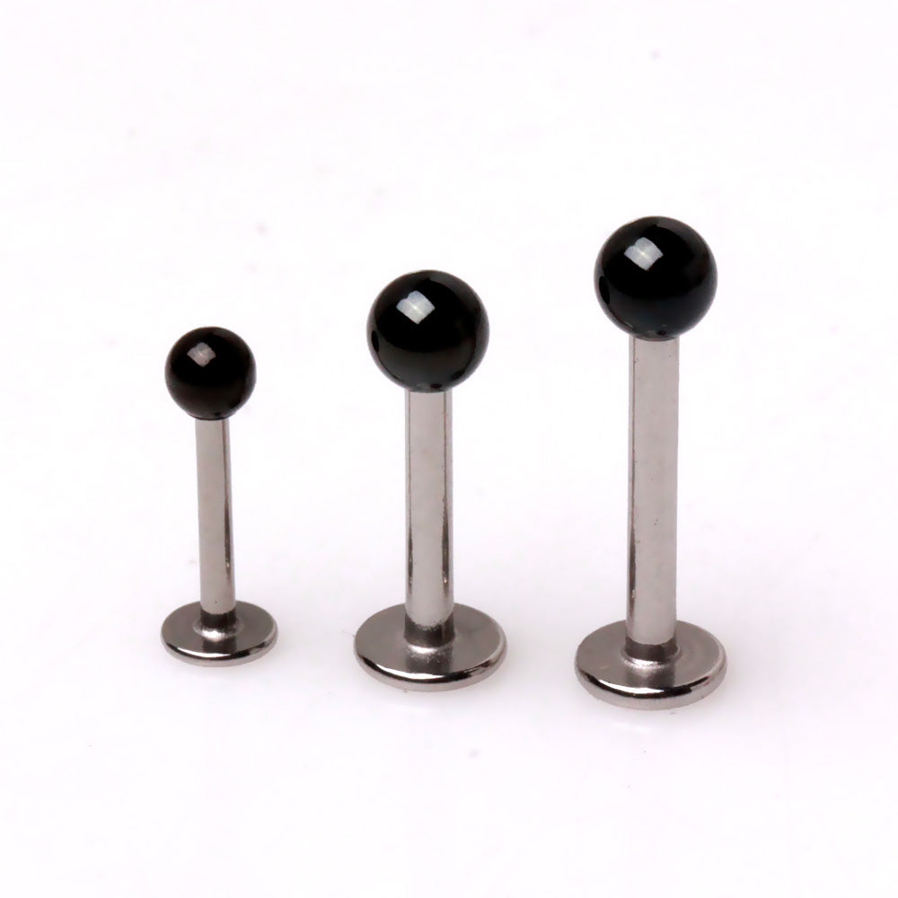 316L Stainless Steel Labret with Black PVD Plated Ball - Skin Metals