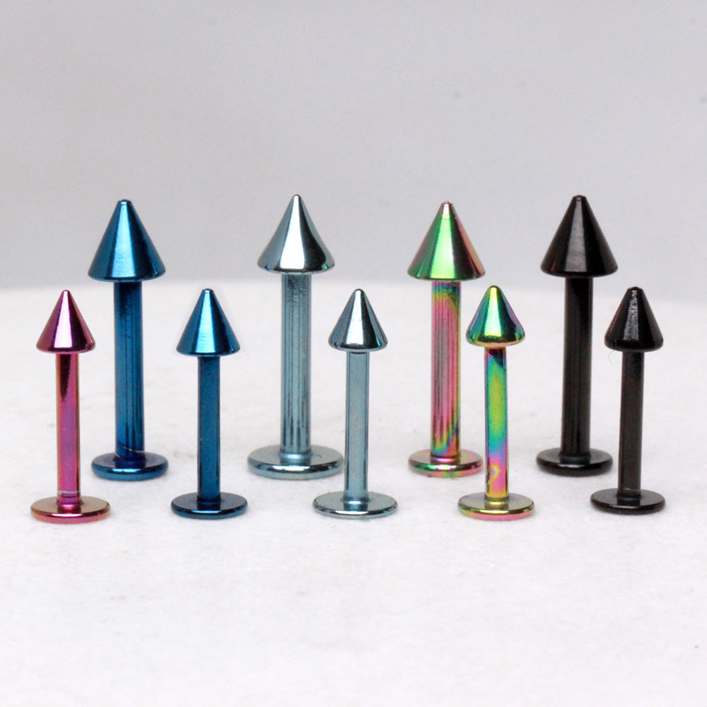 PVD Plated 316L Stainless Steel Labret with Spike - Skin Metals