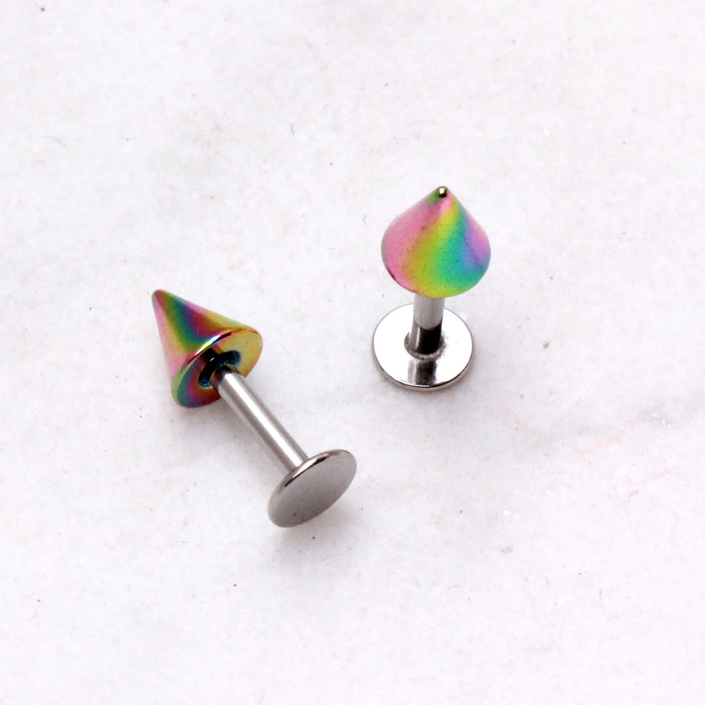 316L Stainless Steel Labret with PVD Plated Spike - Skin Metals