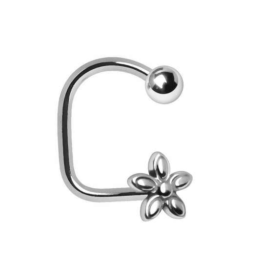 Stainless Steel Flower Loop Eyebrow Ring Skin Metals