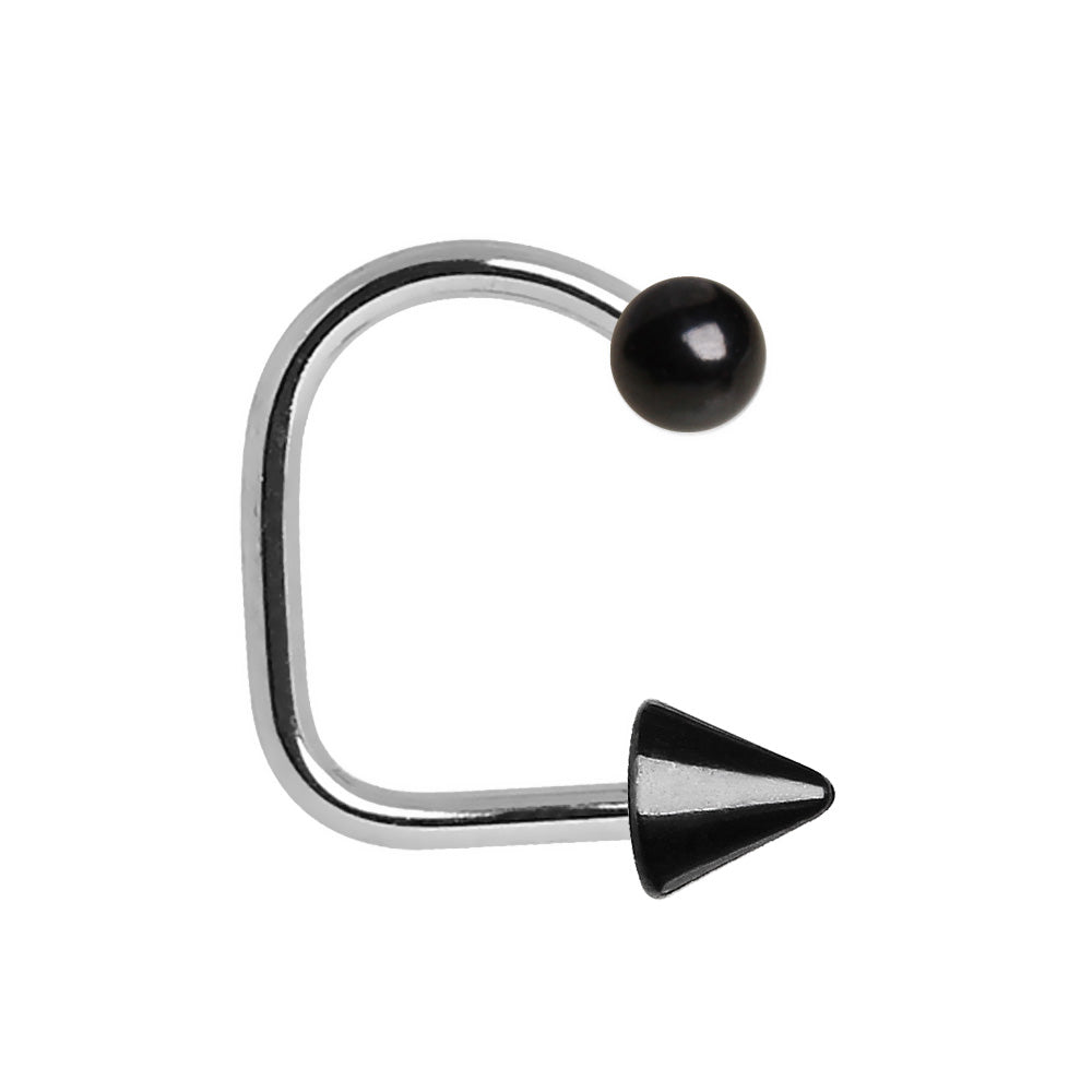 316L Stainless Steel Lip Loop with Black PVD Ball & Spike - Skin Metals