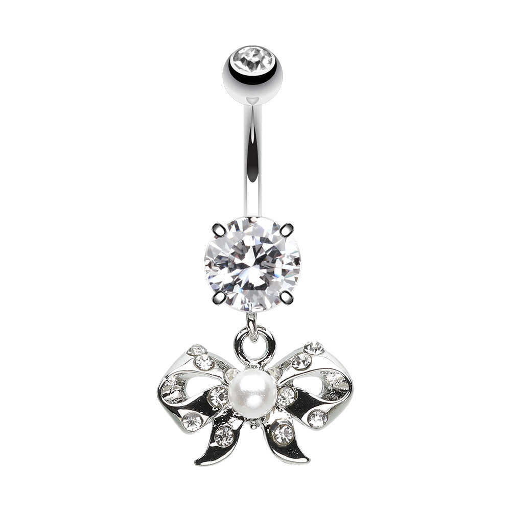 Twinkling Ribbon Bow Belly Button Ring