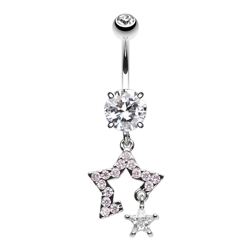 Twinkling Drop Stars Belly Button Ring