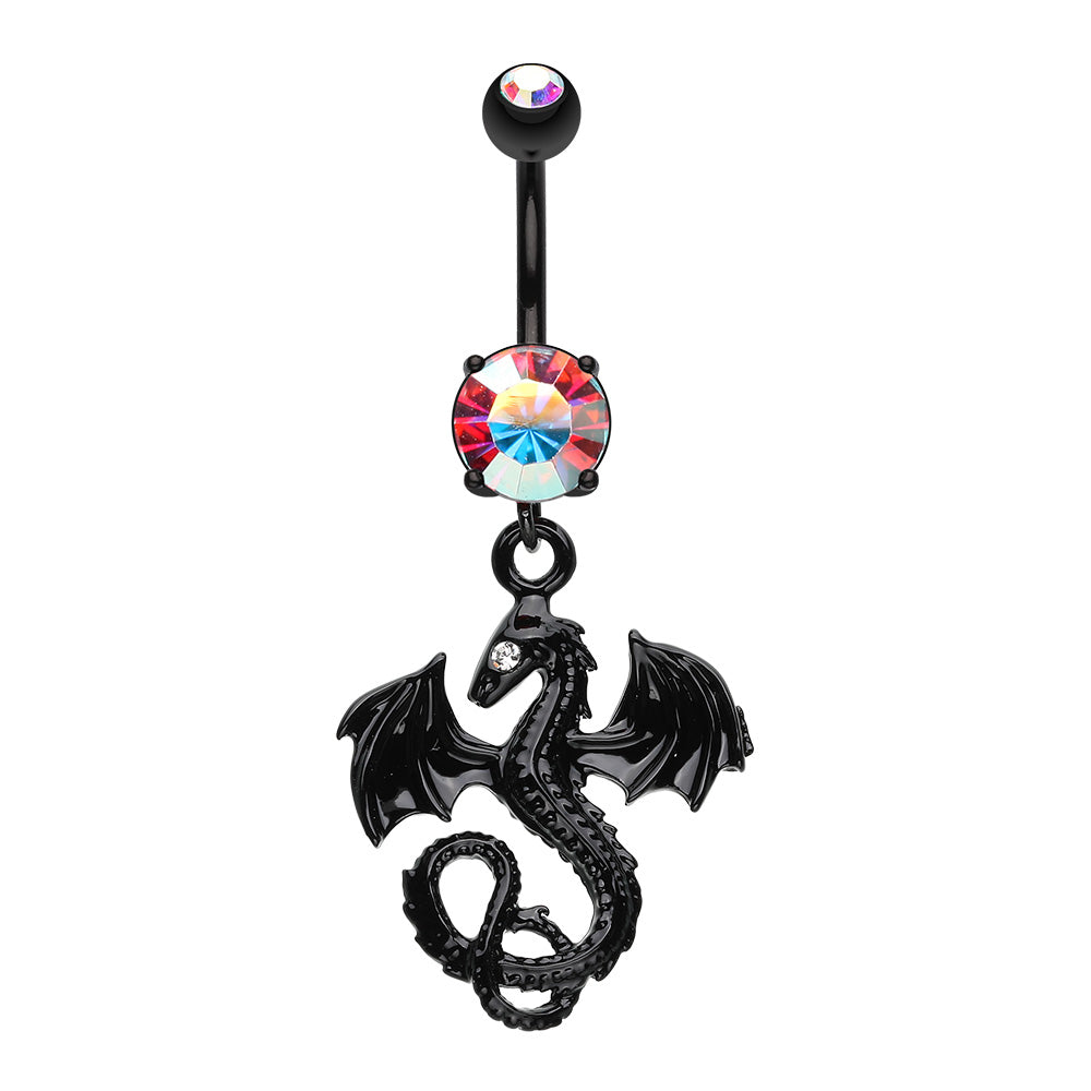 Black Balerion Jeweled Eye Dragon Belly Button Ring