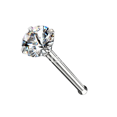 Prong Set Round CZ Top 316L Surgical Steel Nose Bone Stud Rings Nose Ring Skin Metals