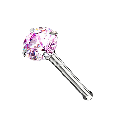 Prong Set Round CZ Top 316L Surgical Steel Nose Bone Stud Rings Nose Ring Skin Metals