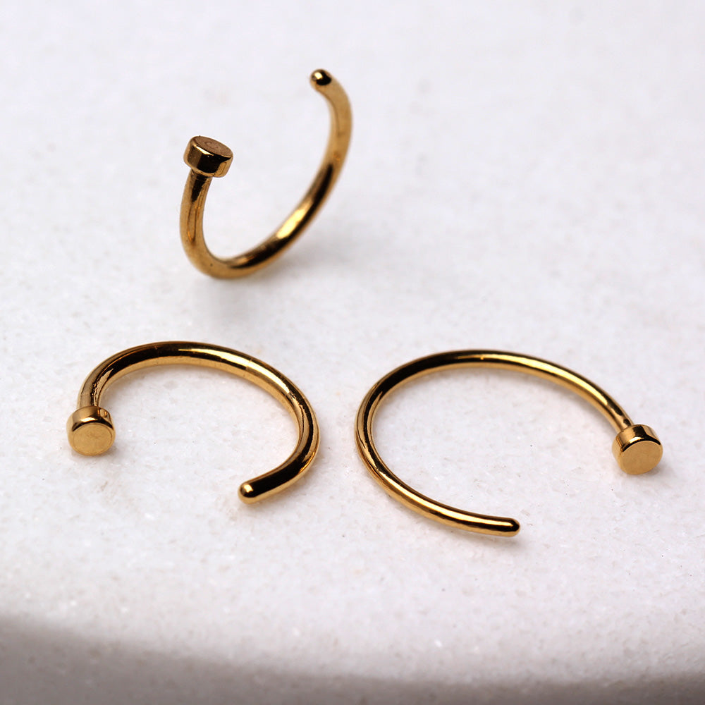 Gold Plated 316L Stainless Steel Nose Hoop Ring - Skin Metals