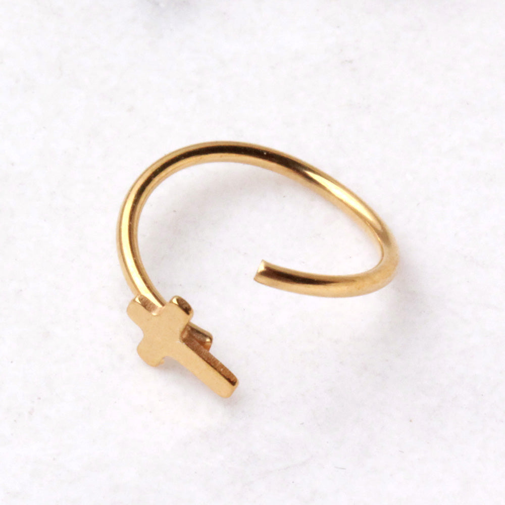 Gold Plated Annealed Cross Nose Hoop