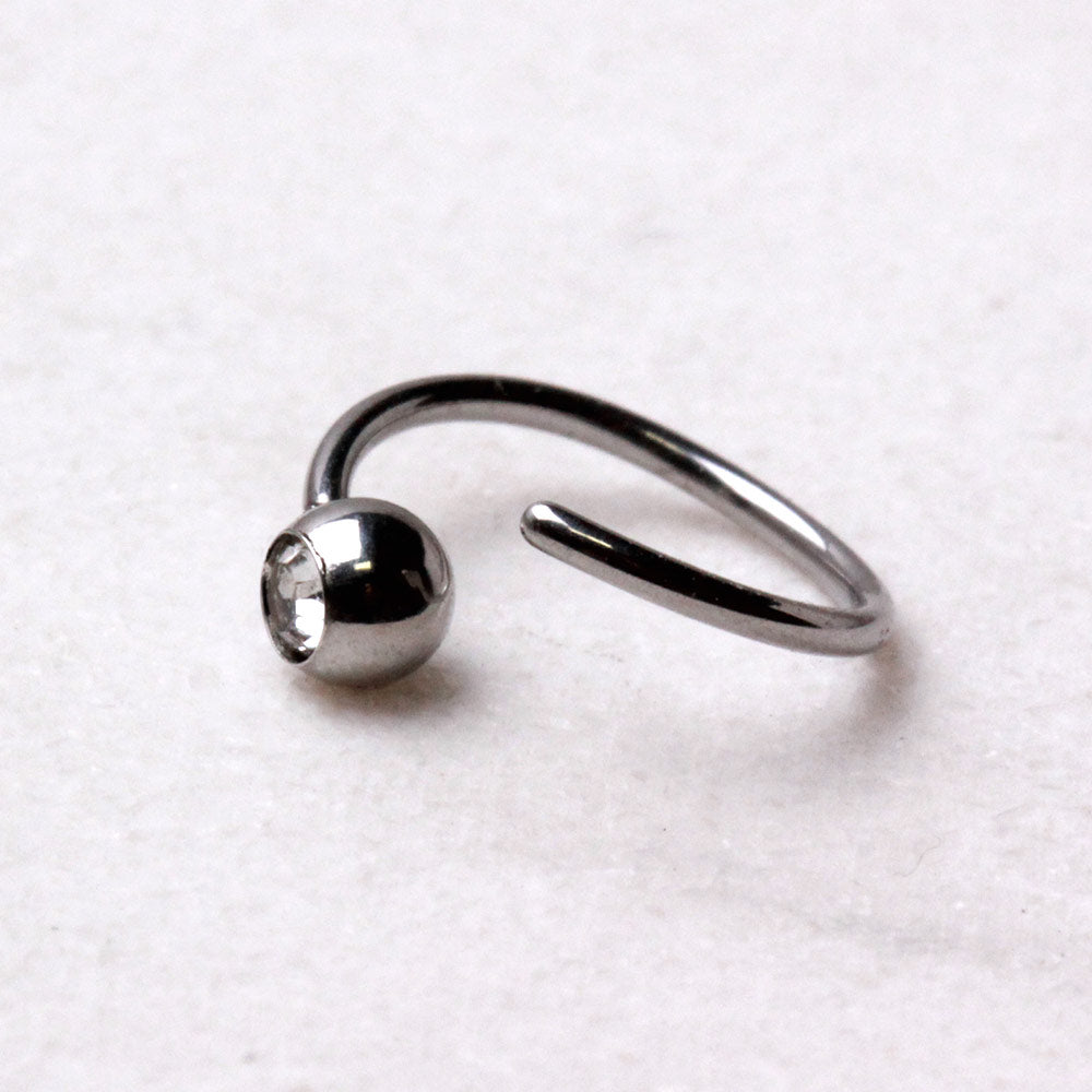 316L Stainless Steel CZ Ball Nose Hoop Ring
