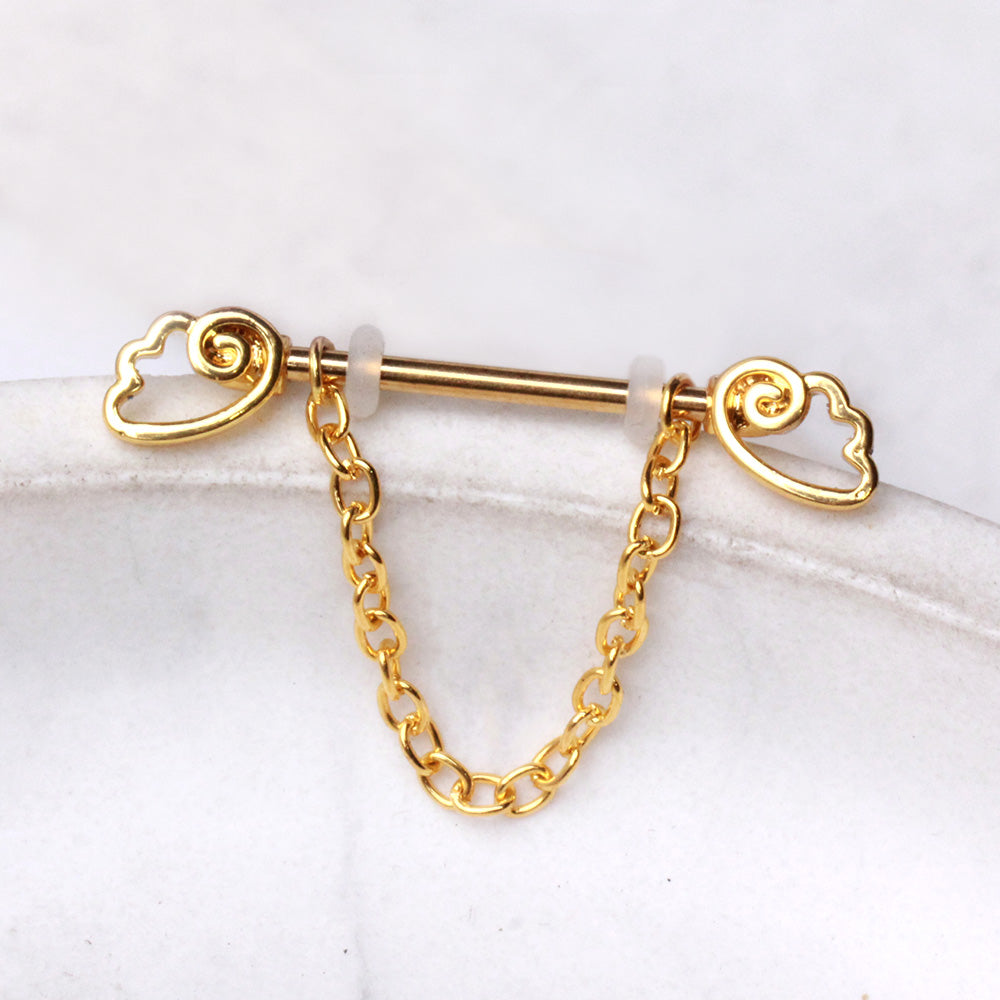 Gold Plated Chained Wing Nipple Shield Nipple Ring Skin Metals