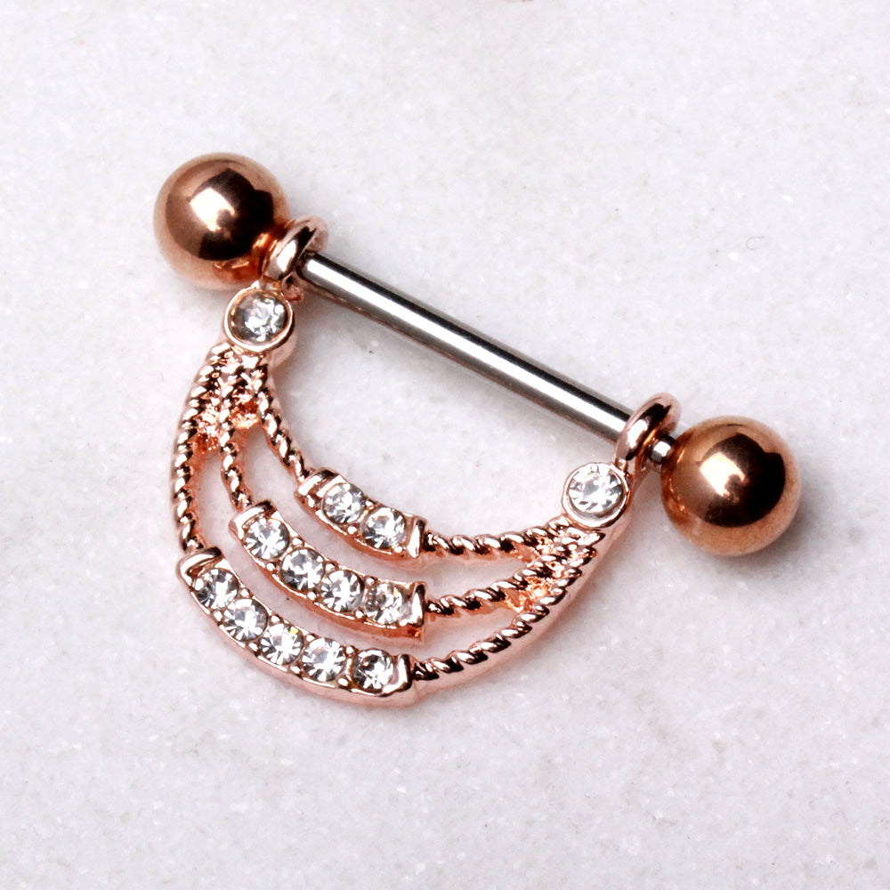Rose Gold Plated Triple Layer Rope Nipple Shield Nipple Ring Skin Metals