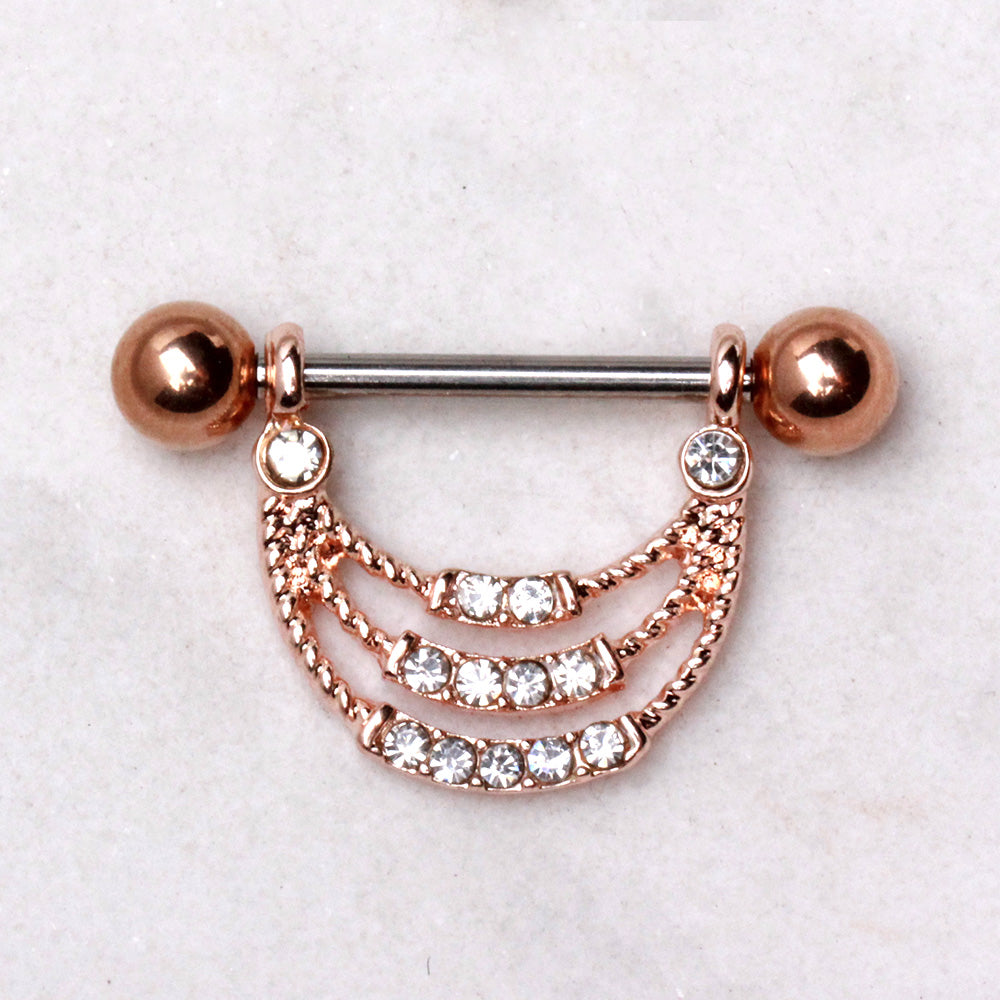 Rose Gold Plated Triple Layer Rope Nipple Shield Nipple Ring Skin Metals