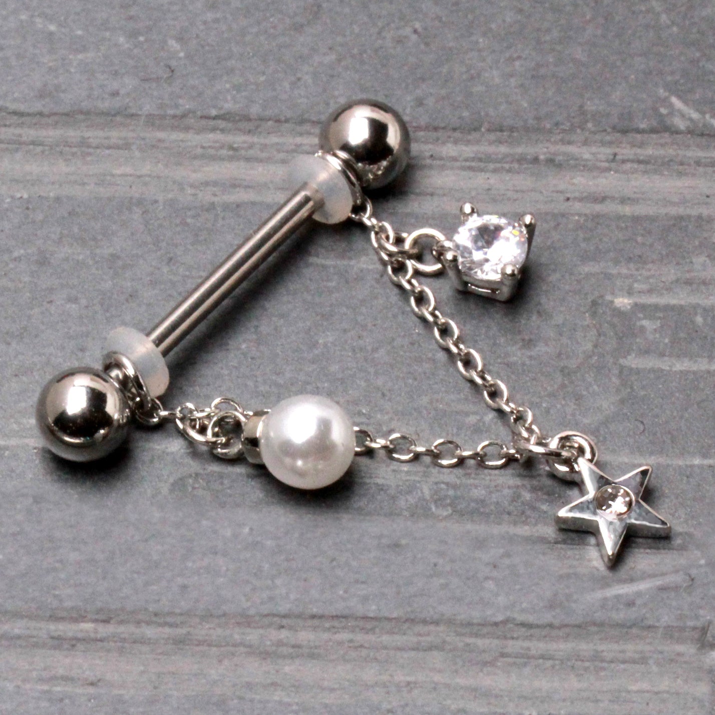 316L Stainless Steel Chained Sun, Moon & Star Nipple Shield Nipple Ring Skin Metals