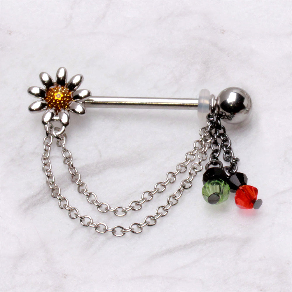 316L Stainless Steel Chained Flower Nipple Shield Nipple Ring Skin Metals