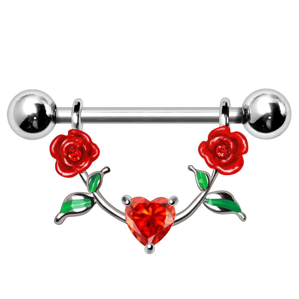 316L Stainless Steel Red Rose Nipple Shield Nipple Ring Skin Metals