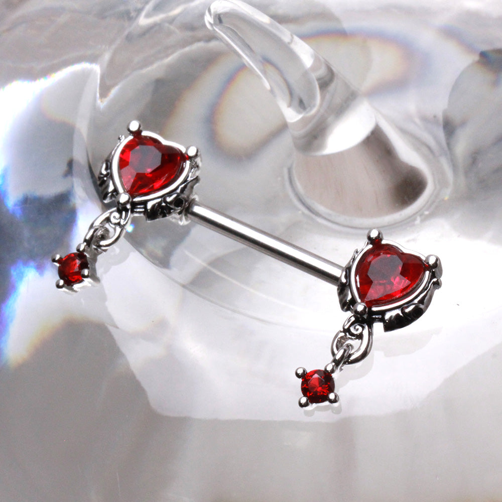 316L Stainless Steel Gothic Red Heart Nipple Bar Nipple Ring Skin Metals
