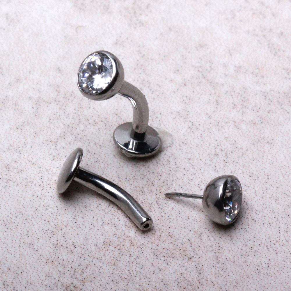 316L Stainless Steel Push-In Press Fit CZ Floating Navel Ring Navel Ring Skin Metals