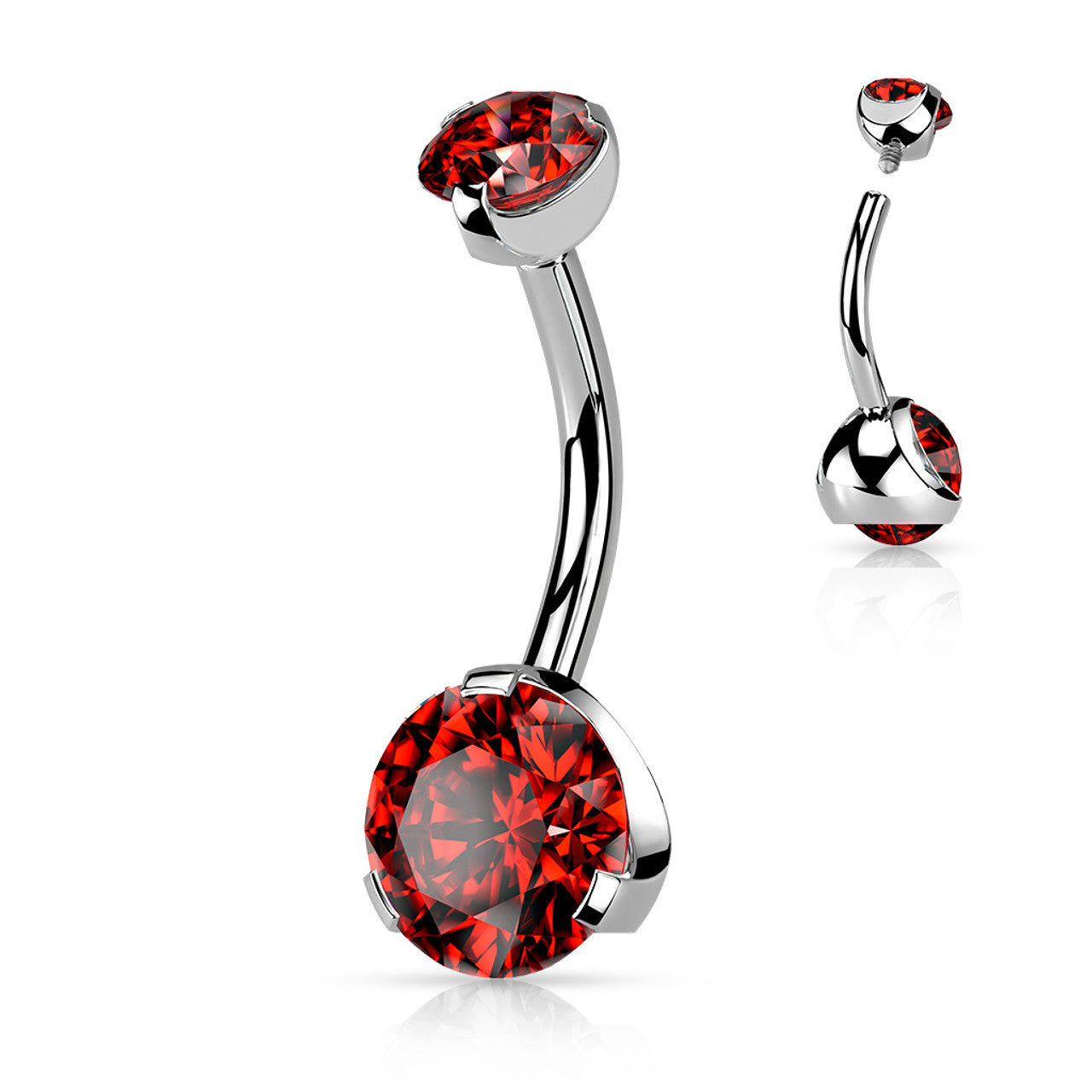 Prong Set Round CZ & Internally Threaded Prong Set CZ Top 316L Surgical Steel Navel Ring Belly Button Ring Skin Metals