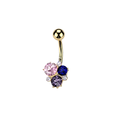 Surgical Steel CZ Ribbon With CZ Butterfly Center Belly Button Navel Ring Belly Button Ring Skin Metals