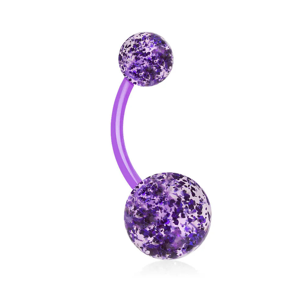 Ultra Glitter Acrylic Balls BioFlex Navel Ring Belly Button Ring Skin Metals