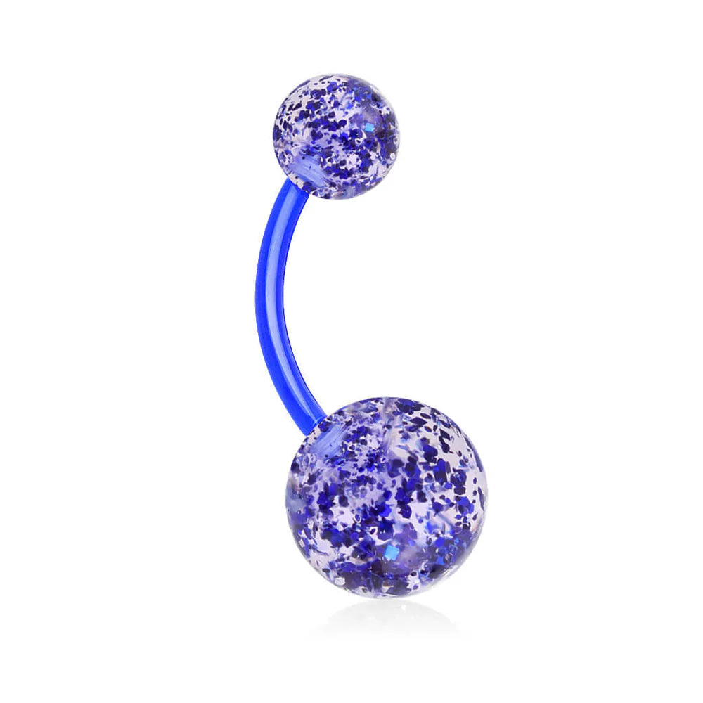 Ultra Glitter Acrylic Balls BioFlex Navel Ring Belly Button Ring Skin Metals